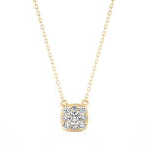 Square pendant with Round Halo Diamonds, 0.50 CTW