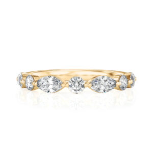 Marquise & Round Cut half eternity Band, 1.00 CTW